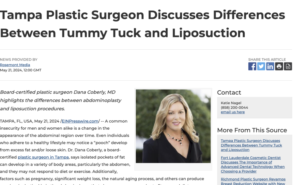 Board-Certified Tampa Plastic Surgeon Compares Tummy Tuck and Liposuction Procedures